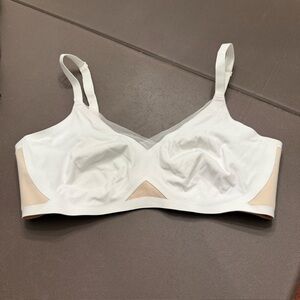 Honeylove‎ Bra Crossover White LWBR0302 Side Sculpting Wireless Unpadded Mesh L